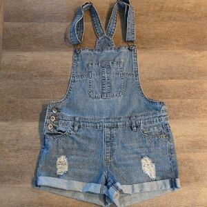 Warehouse One- Blue Denim Shortalls. Size 8.
